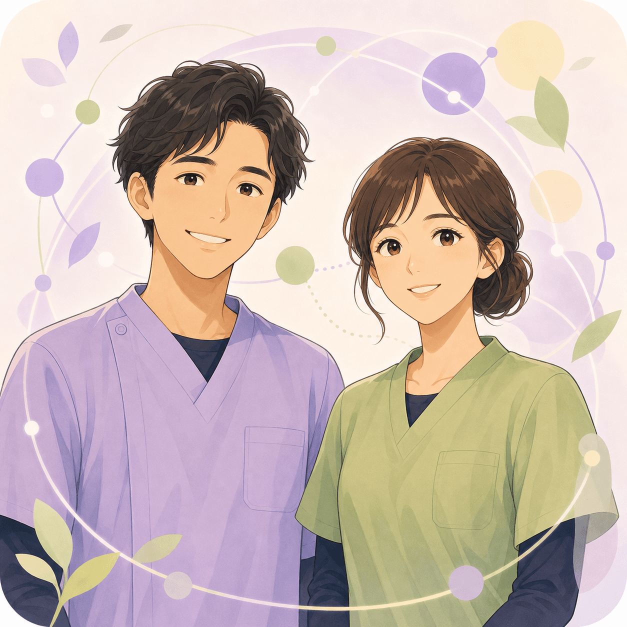 チームを支える調整役介護士のイラスト