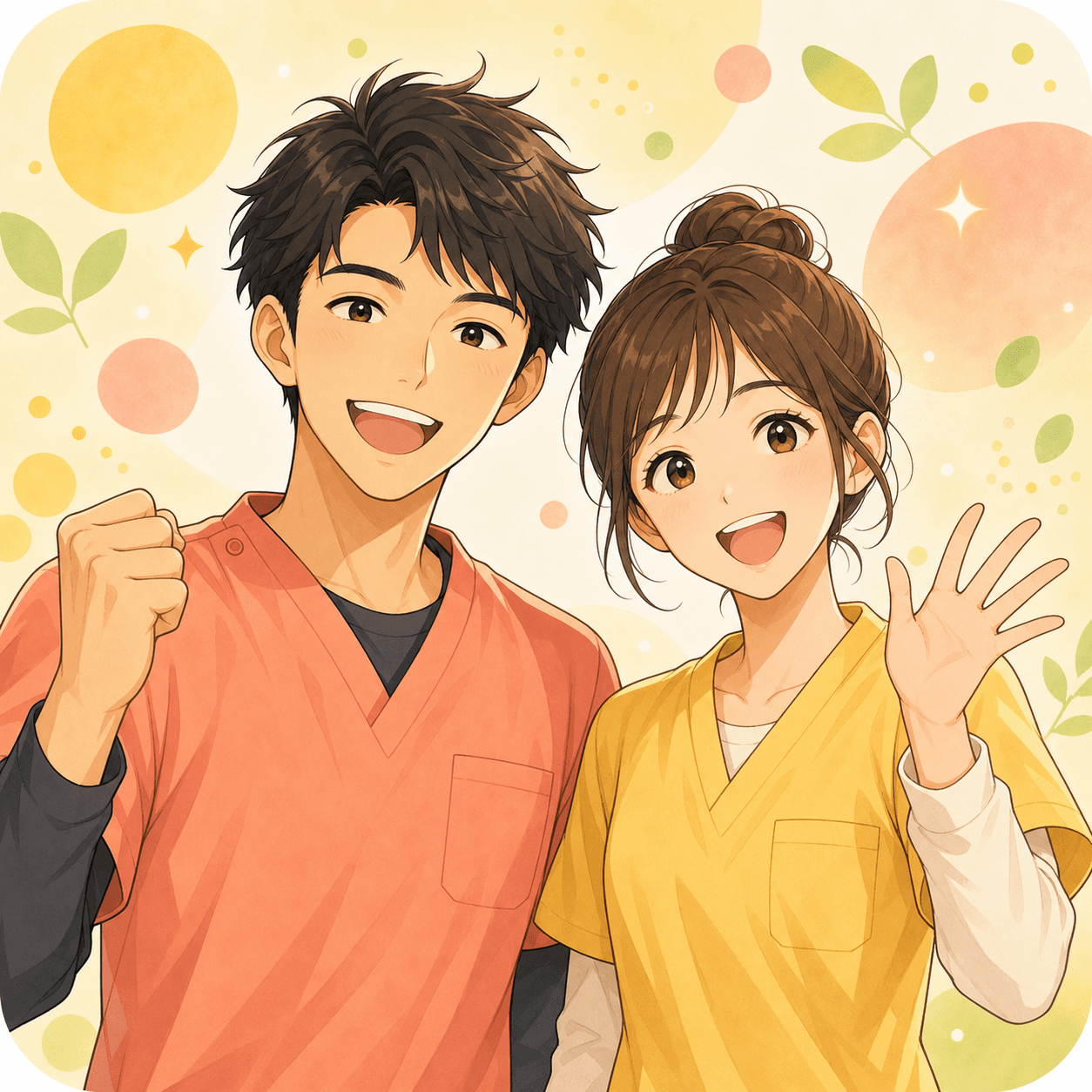現場を照らすムードメーカー介護士のイメージイラスト